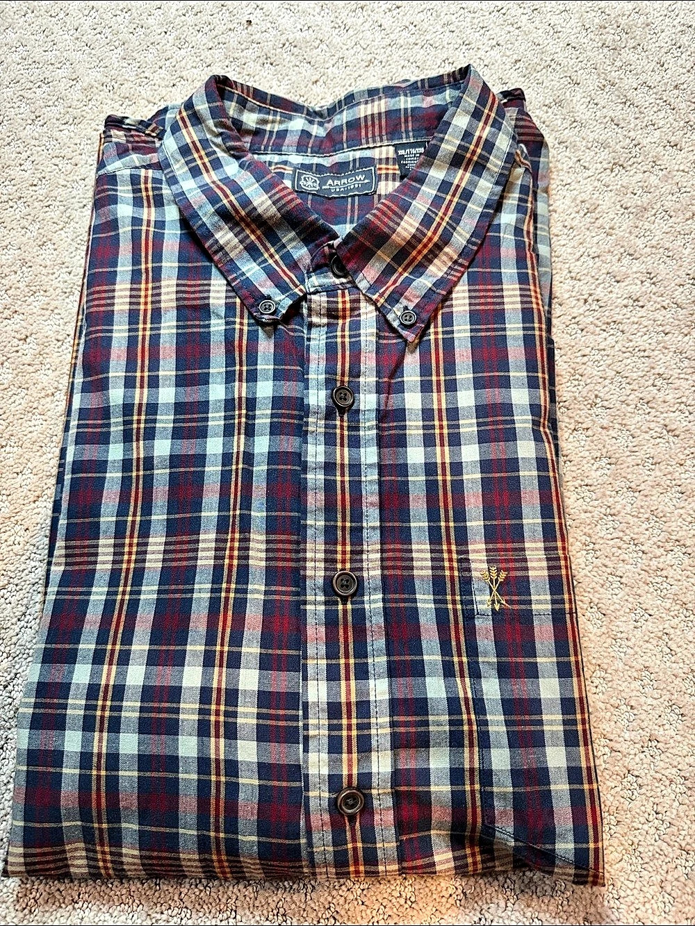 Arrow USA 1851 Plaid Button Down in Blue & Red XXL